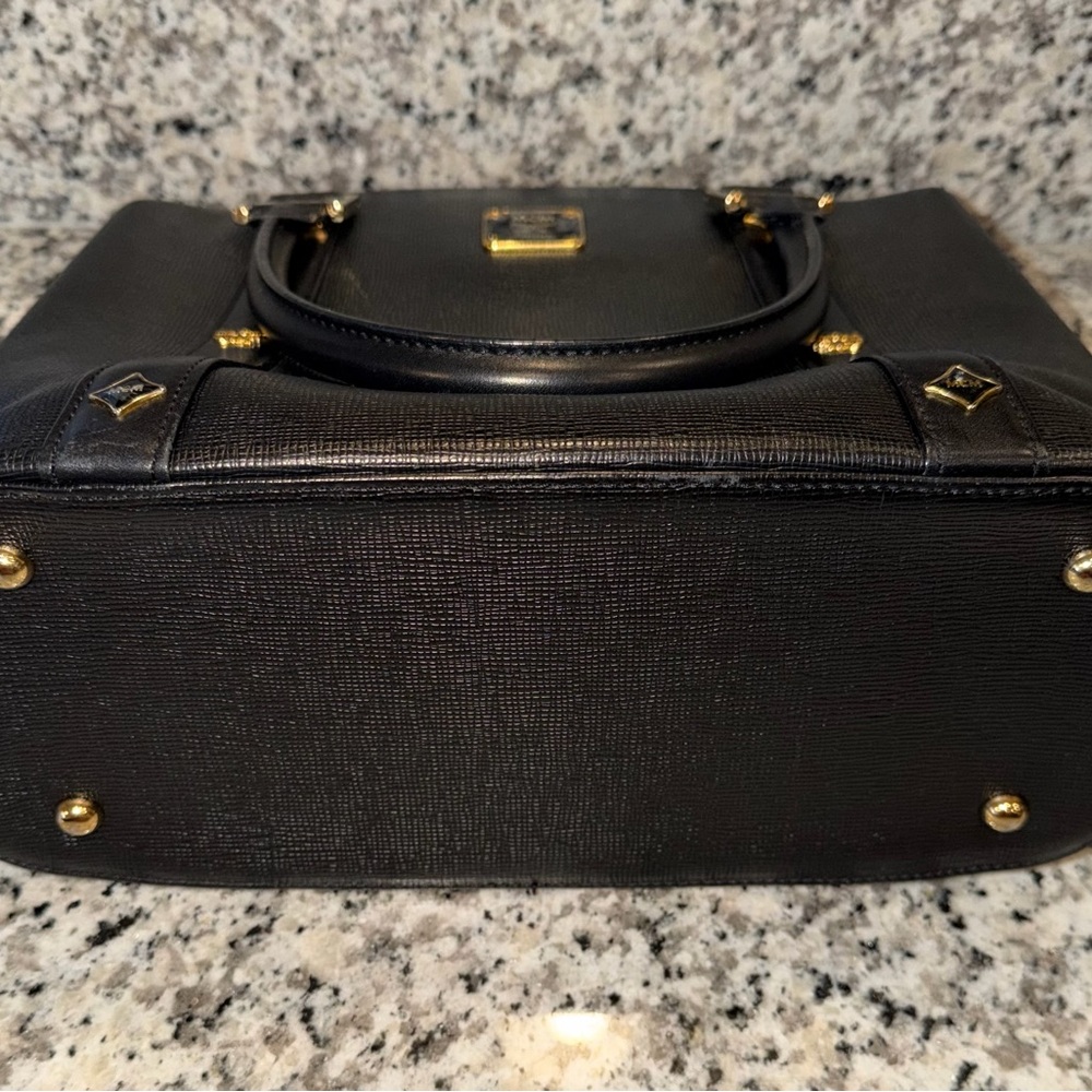 MCM Black Leather Top-Handle Satchel - Picture 2 of 8